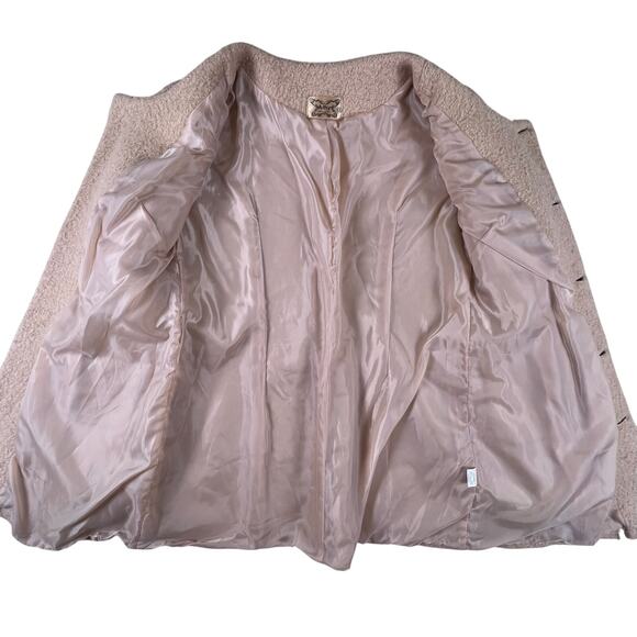 Coquette Blush Lace Trim Coat S Bow Buttons Pearl Detail Korean Made Jacket Amy - Picture 4 of 12